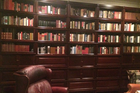 Hale Heritage Bookcases in Dark Cherry Finish in home library