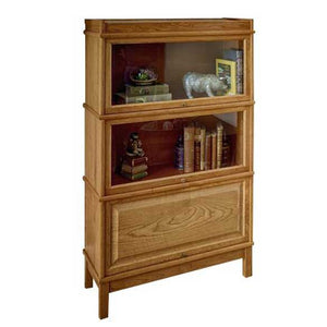 Hale Heritage Wood Barrister Bookcase in Mission Oak with 2 receding glass doors and 1 receding wood door