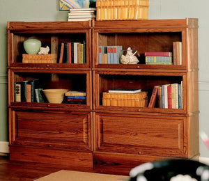 Hale Barrister Bookcase with receded wood and glass doors 