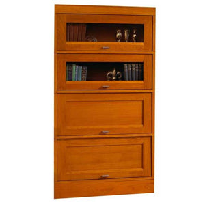 Hale Millennium Wood Barrister Bookcase with 2 receding glass door shelf sections and 2 wood receding door shelf sections
