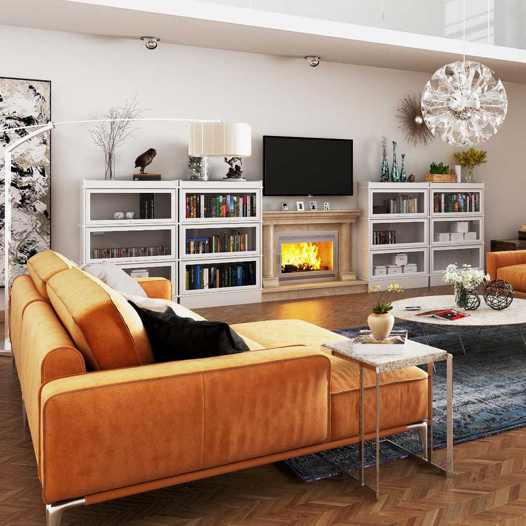 Hale Barrister Bookcase stacks of receding glass door shelf sections